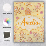Personalised Name Cute Gingerbread Cookies Custom  Unique Gift Idea Elegant Feature Canvas Wall Art Print Decor Picture Ready to Hang