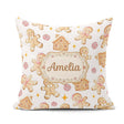 Custom Name Cute Gingerbread Cookies Candy House on Light Grey Square Filled Cushion Throw Pillow Sofa Bed Home Decor Zip Washable UK Made