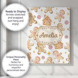 Personalised Name Cute Gingerbread Cookies Custom  Unique Gift Idea Elegant Feature Canvas Wall Art Print Decor Picture Ready to Hang
