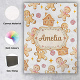 Personalised Name Cute Gingerbread Cookies Custom  Unique Gift Idea Elegant Feature Canvas Wall Art Print Decor Picture Ready to Hang