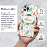 Snowman Reindeer Wreath Winter Christmas Cute Custom Name Protective Phone Case Mobile Cover Durable Everyday Smartphone Shock Resistant