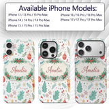 Snowman Reindeer Wreath Winter Christmas Cute Custom Name Protective Phone Case Mobile Cover Durable Everyday Smartphone Shock Resistant