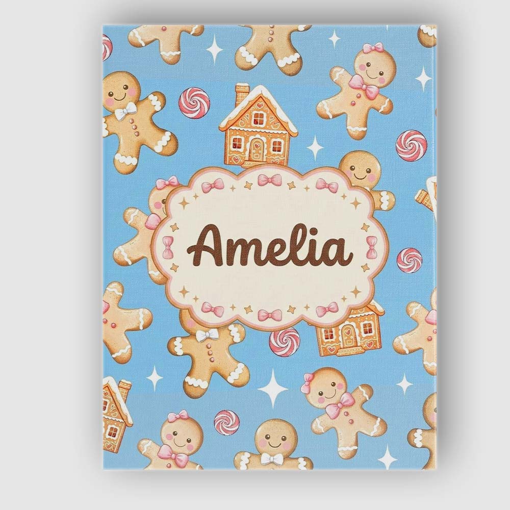 Personalised Name Cute Gingerbread Cookies Custom  Unique Gift Idea Elegant Feature Canvas Wall Art Print Decor Picture Ready to Hang