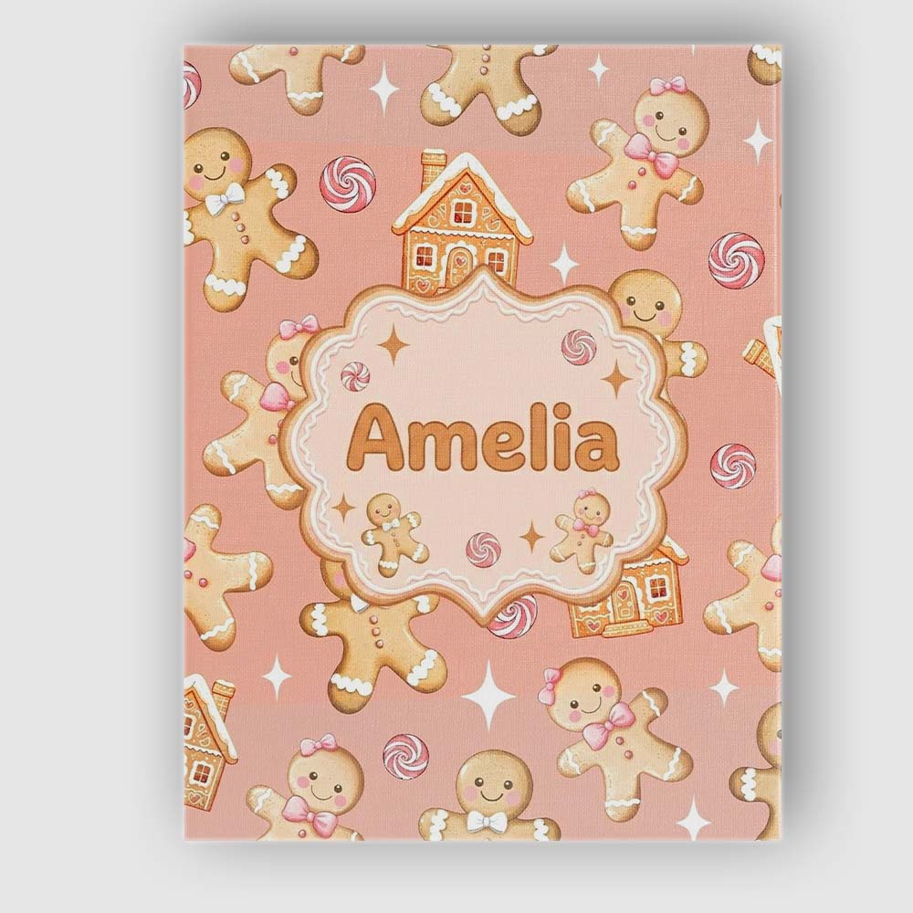 Personalised Name Cute Gingerbread Cookies Custom  Unique Gift Idea Elegant Feature Canvas Wall Art Print Decor Picture Ready to Hang