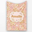 Cute Gingerbread Cookies Candy House on Peach Blush Background  Personalised Custom Name Super Soft Fleece Blanket Bed Sofa Throw