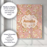 Personalised Name Cute Gingerbread Cookies Custom  Unique Gift Idea Elegant Feature Canvas Wall Art Print Decor Picture Ready to Hang
