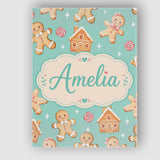 Personalised Name Cute Gingerbread Cookies Custom  Unique Gift Idea Elegant Feature Canvas Wall Art Print Decor Picture Ready to Hang