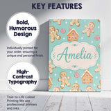 Personalised Name Cute Gingerbread Cookies Custom  Unique Gift Idea Elegant Feature Canvas Wall Art Print Decor Picture Ready to Hang