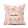 Custom Name Cute Gingerbread Cookies Candy House on Pastel Pink Square Filled Cushion Throw Pillow Sofa Bed Home Decor Zip Washable UK Made