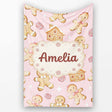 Cute Gingerbread Cookies Candy House on Pastel Pink Background  Personalised Custom Name Super Soft Fleece Blanket Bed Sofa Throw