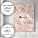 Personalised Name Cute Gingerbread Cookies Custom  Unique Gift Idea Elegant Feature Canvas Wall Art Print Decor Picture Ready to Hang