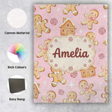Personalised Name Cute Gingerbread Cookies Custom  Unique Gift Idea Elegant Feature Canvas Wall Art Print Decor Picture Ready to Hang