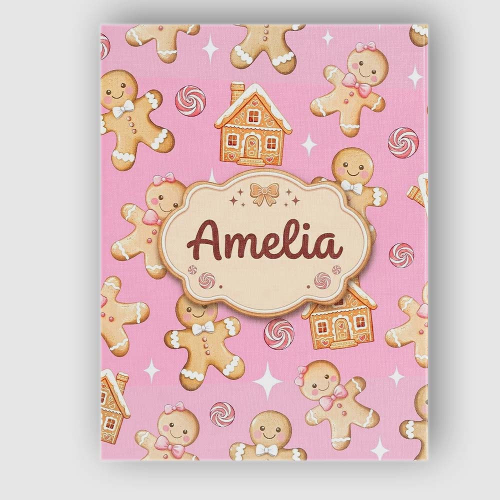 Personalised Name Cute Gingerbread Cookies Custom  Unique Gift Idea Elegant Feature Canvas Wall Art Print Decor Picture Ready to Hang