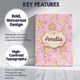 Personalised Name Cute Gingerbread Cookies Custom  Unique Gift Idea Elegant Feature Canvas Wall Art Print Decor Picture Ready to Hang