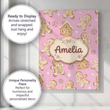 Personalised Name Cute Gingerbread Cookies Custom  Unique Gift Idea Elegant Feature Canvas Wall Art Print Decor Picture Ready to Hang