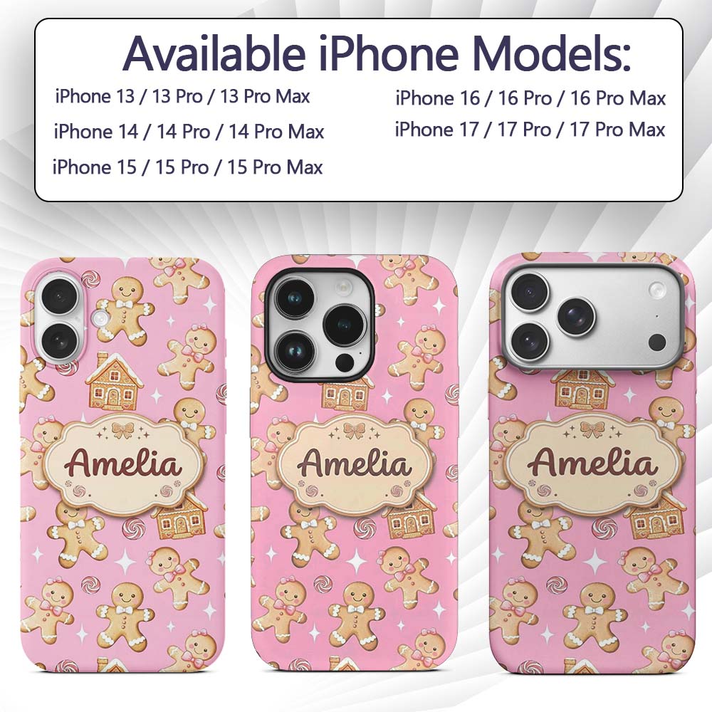 Cute Gingerbread Cookies Candy House on Dusty Custom Name Protective Phone Case Mobile Cover Durable Everyday Smartphone Shock Resistant