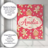 Personalised Name Cute Gingerbread Cookies Custom  Unique Gift Idea Elegant Feature Canvas Wall Art Print Decor Picture Ready to Hang