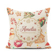 Custom Name Cute Christmas Gingerbread Man Tree Snowman on Cream Square Filled Cushion Throw Pillow Sofa Bed Home Decor Zip Washable UK Made
