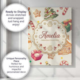 Personalised Name Cute Christmas Gingerbread Custom Bespoke  Contemporary Display Canvas Wall Art Print Decor Picture Ready to Hang