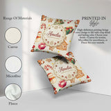 Custom Name Cute Christmas Gingerbread Man Tree Snowman on Cream Square Filled Cushion Throw Pillow Sofa Bed Home Decor Zip Washable UK Made