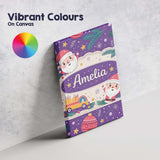Personalised Name Santa Sleigh Gifts Purple Christmas Festive Custom Contemporary Display Canvas Wall Art Print Decor Picture Ready to Hang