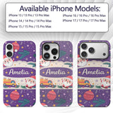 Santa Sleigh Gifts Purple Christmas Festive Printed Design Custom Name Protective Phone Case Mobile Cover Durable Smartphone Shock Resistant