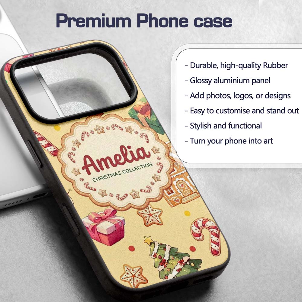 Christmas Gingerbread Man Tree Gift Snowman on Custom Name Protective Phone Case Mobile Cover Durable Everyday Smartphone Shock Resistant