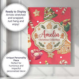 Personalised Name Christmas Gingerbread Man Custom  Bespoke Interior Contemporary Canvas Wall Art Print Decor Picture Ready to Hang