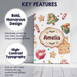 Personalised Name Christmas Gingerbread Man Custom  Bespoke Interior Contemporary Canvas Wall Art Print Decor Picture Ready to Hang