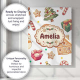 Personalised Name Christmas Gingerbread Man Custom  Bespoke Interior Contemporary Canvas Wall Art Print Decor Picture Ready to Hang