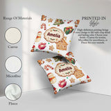 Custom Name Christmas Gingerbread Man Tree Snowman on Light Grey Square Filled Cushion Throw Pillow Sofa Bed Home Decor Zip Washable UK Made
