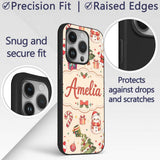 Cute Santa Claus Mrs Snowman Gift Candy Festive Custom Name Protective Phone Case Mobile Cover Durable Everyday Smartphone Shock Resistant