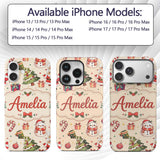 Cute Santa Claus Mrs Snowman Gift Candy Festive Custom Name Protective Phone Case Mobile Cover Durable Everyday Smartphone Shock Resistant