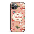 Cute Santa Claus Mrs Snowman Gift Candy on Peach Custom Name Protective Phone Case Mobile Cover Durable Everyday Smartphone Shock Resistant