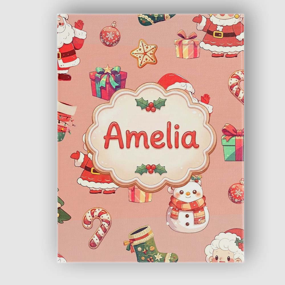Personalised Name Cute Santa Claus Mrs Custom  Modern Room Accent Elegant Feature Canvas Wall Art Print Decor Picture Ready to Hang