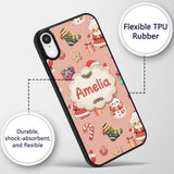 Cute Santa Claus Mrs Snowman Gift Candy on Peach Custom Name Protective Phone Case Mobile Cover Durable Everyday Smartphone Shock Resistant