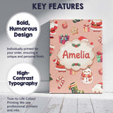 Personalised Name Cute Santa Claus Mrs Custom  Modern Room Accent Elegant Feature Canvas Wall Art Print Decor Picture Ready to Hang