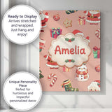 Personalised Name Cute Santa Claus Mrs Custom  Modern Room Accent Elegant Feature Canvas Wall Art Print Decor Picture Ready to Hang