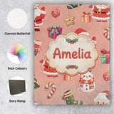 Personalised Name Cute Santa Claus Mrs Custom  Modern Room Accent Elegant Feature Canvas Wall Art Print Decor Picture Ready to Hang