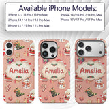 Cute Santa Claus Mrs Snowman Gift Candy on Peach Custom Name Protective Phone Case Mobile Cover Durable Everyday Smartphone Shock Resistant
