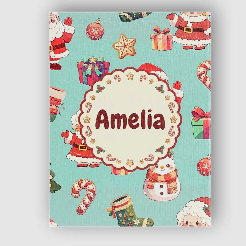 Personalised Name Cute Santa Claus Mrs Custom  Modern Room Accent Elegant Feature Canvas Wall Art Print Decor Picture Ready to Hang