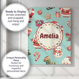 Personalised Name Cute Santa Claus Mrs Custom  Modern Room Accent Elegant Feature Canvas Wall Art Print Decor Picture Ready to Hang