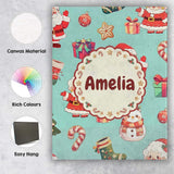 Personalised Name Cute Santa Claus Mrs Custom  Modern Room Accent Elegant Feature Canvas Wall Art Print Decor Picture Ready to Hang