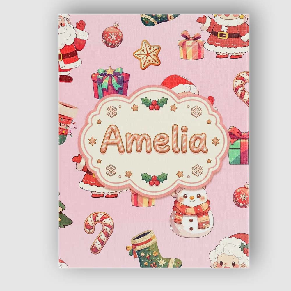 Personalised Name Cute Santa Claus Mrs Custom  Modern Room Accent Elegant Feature Canvas Wall Art Print Decor Picture Ready to Hang