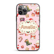 Cute Santa Claus Mrs Snowman Gift Candy on Pink Custom Name Protective Phone Case Mobile Cover Durable Everyday Smartphone Shock Resistant
