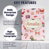 Personalised Name Cute Santa Claus Mrs Custom  Modern Room Accent Elegant Feature Canvas Wall Art Print Decor Picture Ready to Hang