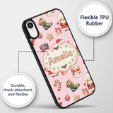 Cute Santa Claus Mrs Snowman Gift Candy on Pink Custom Name Protective Phone Case Mobile Cover Durable Everyday Smartphone Shock Resistant