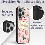 Cute Santa Claus Mrs Snowman Gift Candy on Pink Custom Name Protective Phone Case Mobile Cover Durable Everyday Smartphone Shock Resistant