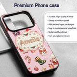 Cute Santa Claus Mrs Snowman Gift Candy on Pink Custom Name Protective Phone Case Mobile Cover Durable Everyday Smartphone Shock Resistant