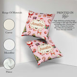 Custom Name Cute Santa Claus Mrs Snowman Candy on Pink Seamless Square Filled Cushion Throw Pillow Sofa Bed Home Decor Zip Washable UK Made